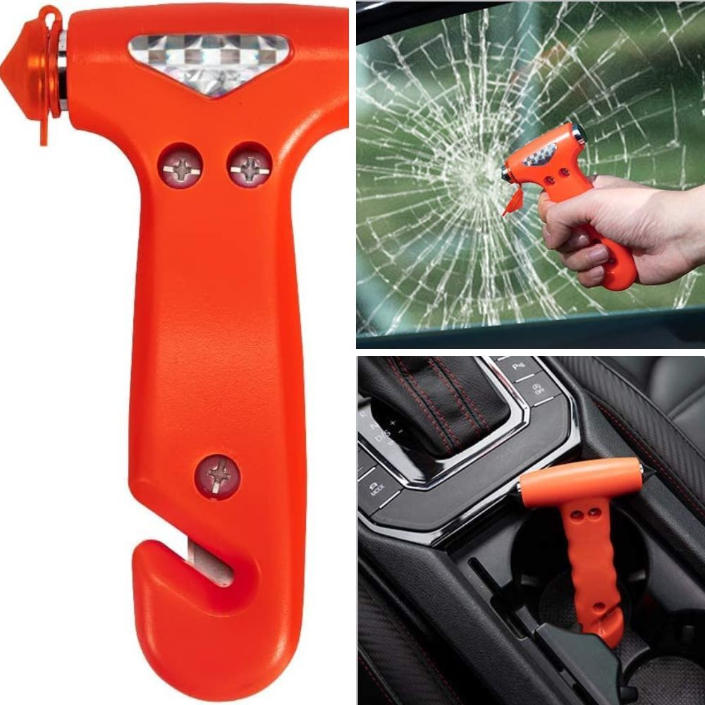 Armor All Emergency Window Hammer / Glass Breaker With Seatbelt Cutter,  Auto Safety Escape Rescue Tool, Punch