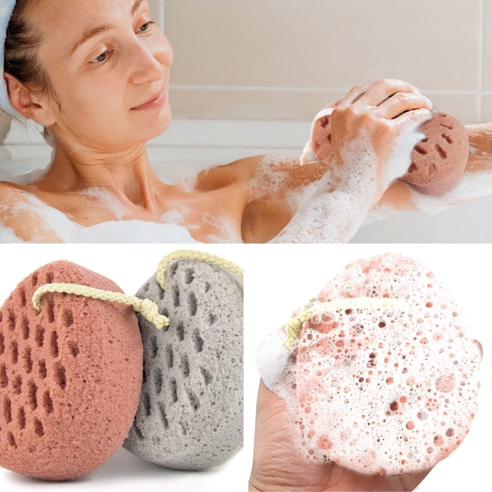 Spongentle Deep Cleansing Foam Body Loofah Sponge, Natural Colors, for Bath  and Shower, Multiple Textures for Gentle and Deep Exfoliation, Generous