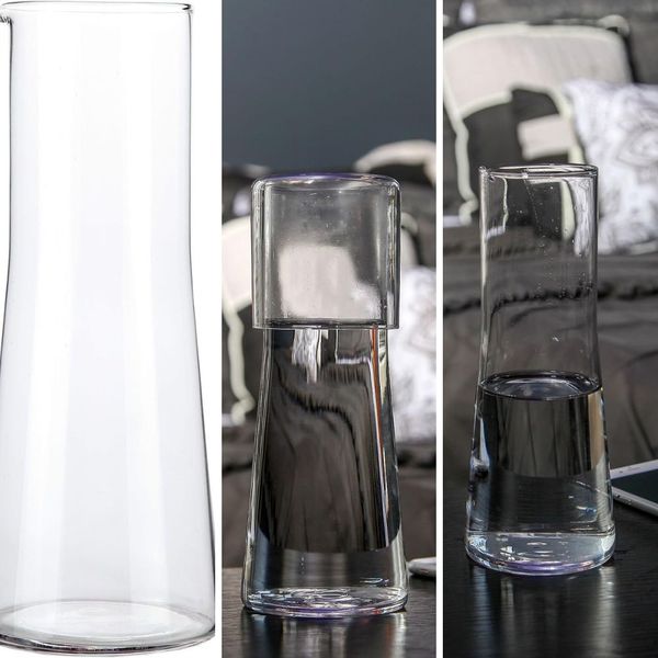 BestAlice 2 Pcs Bedside Water Carafe Set With Tumbler Glass, 360ml (12 Oz) Glass Set For Bedroom Nightstand Glass Mouthwash Bottle For Bathroom, Clear - View #2